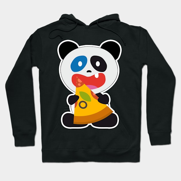 Panda Bear with Pizza Food Hoodie by HappyGiftArt